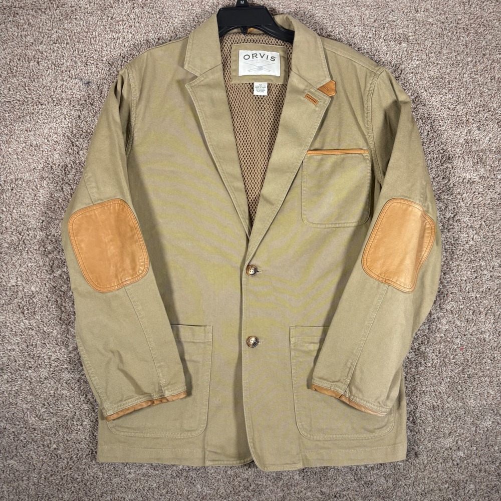 Vintage Orvis Zambezi Jacket Mens 42 Khaki Tan Hunting Fishing Elbow Patches